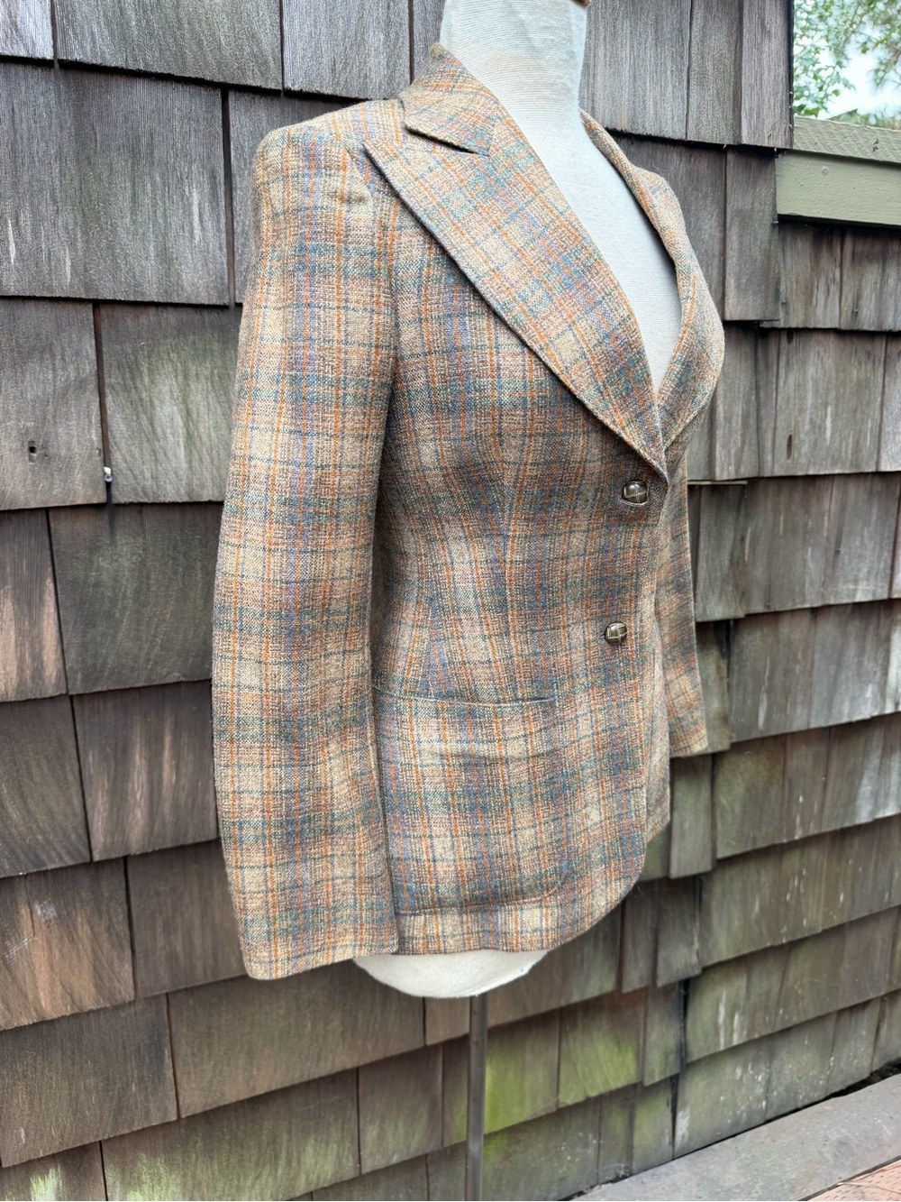 Vintage preppy classic tailored blazer wool plaid pockets lined S Joseph Magnin - Picture 5 of 10